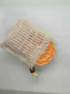 Natural Cotton Mesh Soap Saver Bag with Wooden Beads, Exfoliating Soap Pouch