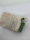 Natural Cotton Mesh Soap Saver Bag with Wooden Beads, Exfoliating Soap Pouch