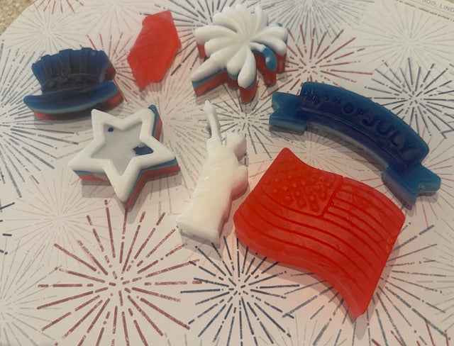 Patriotic Mini Soap Set | Pack of 4 | Handcrafted Bar Soap | Red White & Blue