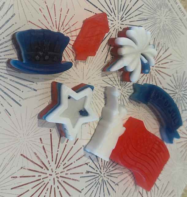 Patriotic Mini Soap Set | Pack of 4 | Handcrafted Bar Soap | Red White & Blue