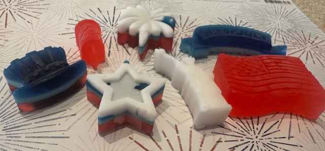 Patriotic Mini Soap Set | Pack of 4 | Handcrafted Bar Soap | Red White & Blue