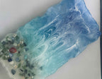 Ocean Breeze Resin Tray — Handmade Serving Tray, Resin Art, Coastal Home Decor, One of a Kind