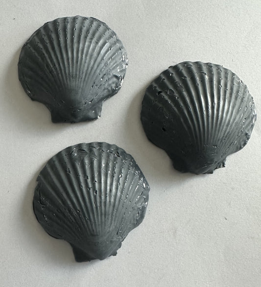 Midnight Shells: Coastal Elegance in Charcoal Soap - Set of 3