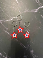 Patriotic Star Keychain Set of 3, 3D Printed Red White Blue, 4th of July Gift, USA Keychain, Veteran Owned, USA 250th Anniversary, America 250 birthday, Star Keychain