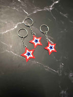 Patriotic Star Keychain Set of 3, 3D Printed Red White Blue, 4th of July Gift, USA Keychain, Veteran Owned, USA 250th Anniversary, America 250 birthday, Star Keychain