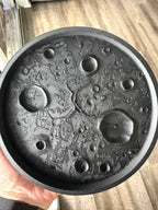 3D Printed Moon Tray | Lunar Surface Catch-All Dish | Handmade Matte Black Space Decor