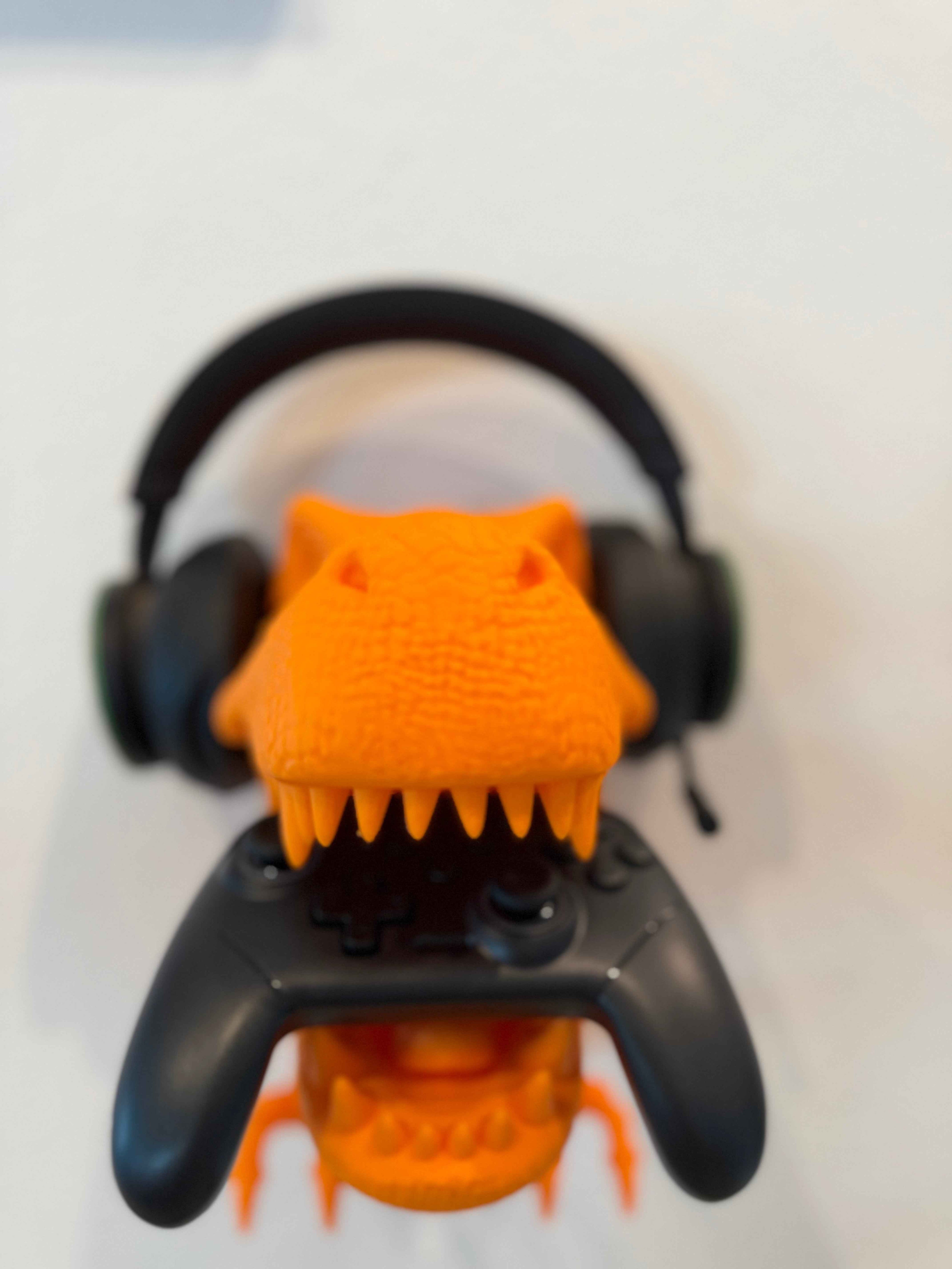 T-Rex Controller & Headset Holder | 3D Printed Gaming Desk Organizer | Dinosaur Stand