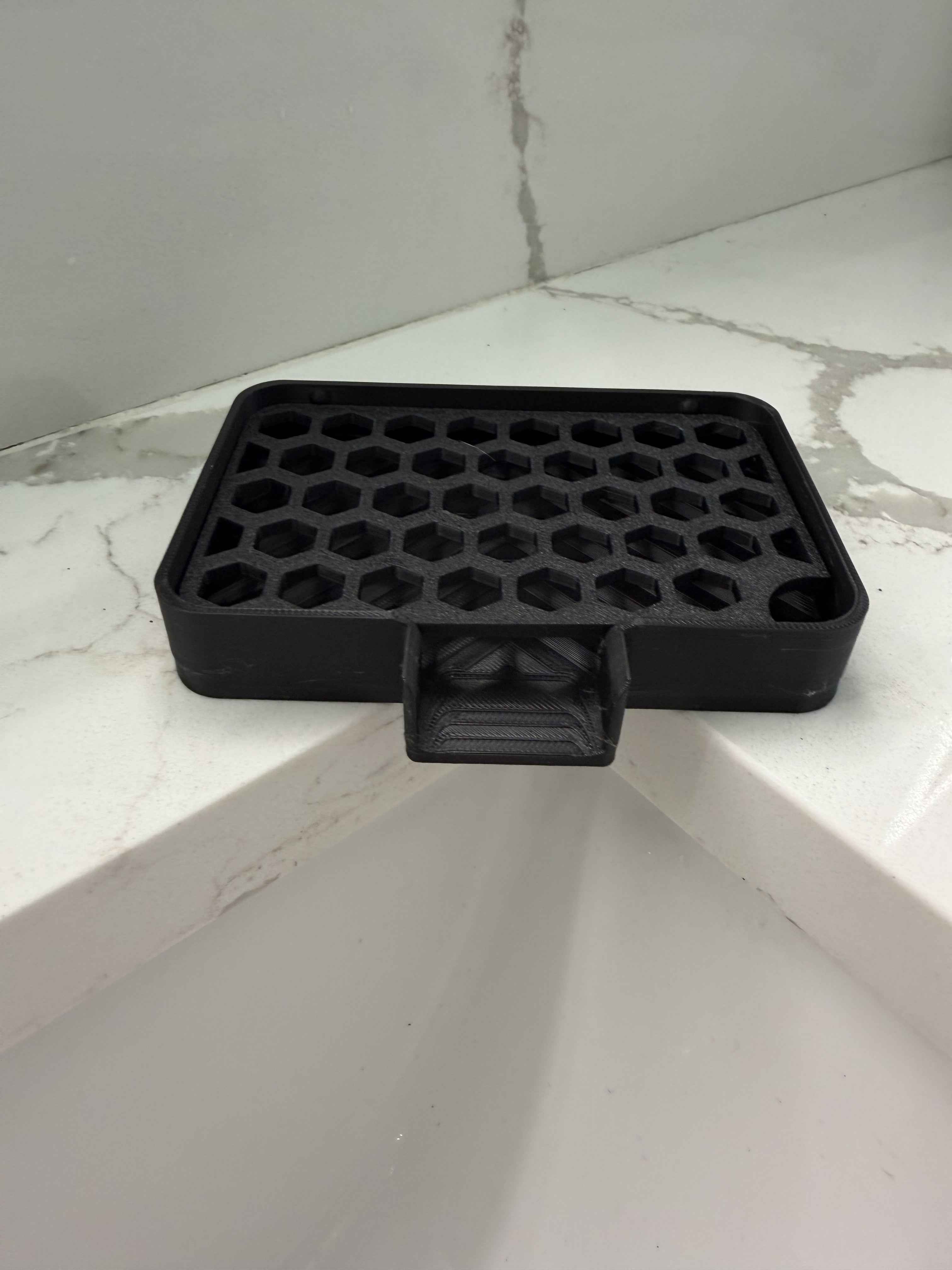 Honeycomb Soap Saver Tray with Drain Insert | Self-Draining Bar Soap Dish | 3D Printed | Bathroom & Kitchen