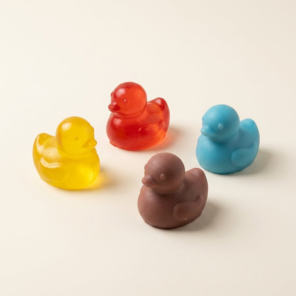 Four mini duck shaped soaps from the Ducky Delights set