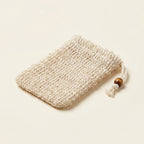 Natural cotton mesh soap saver bag with wooden bead drawstring