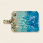 Handmade resin charcuterie board with ocean wave art, one of a kind