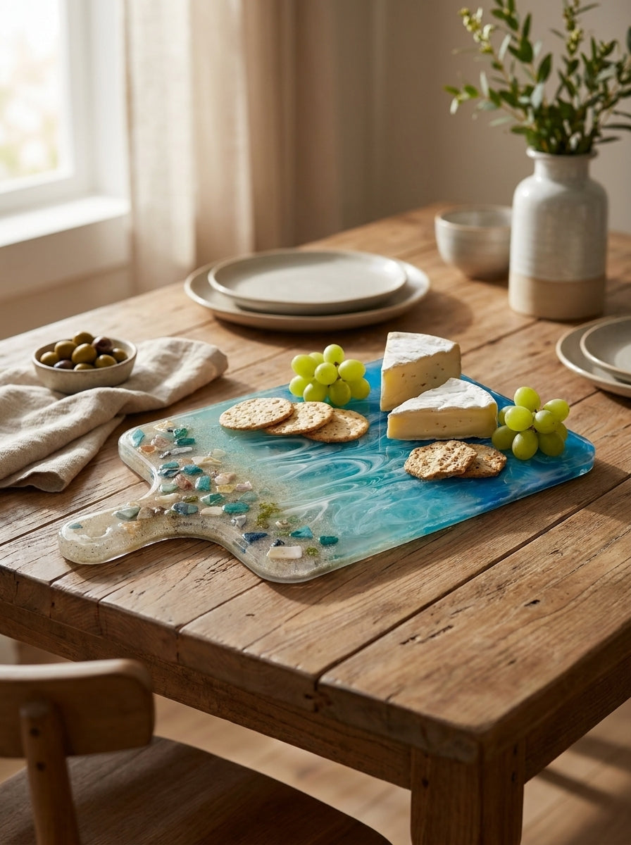 Ocean Breeze Resin Charcuterie Board – Handmade