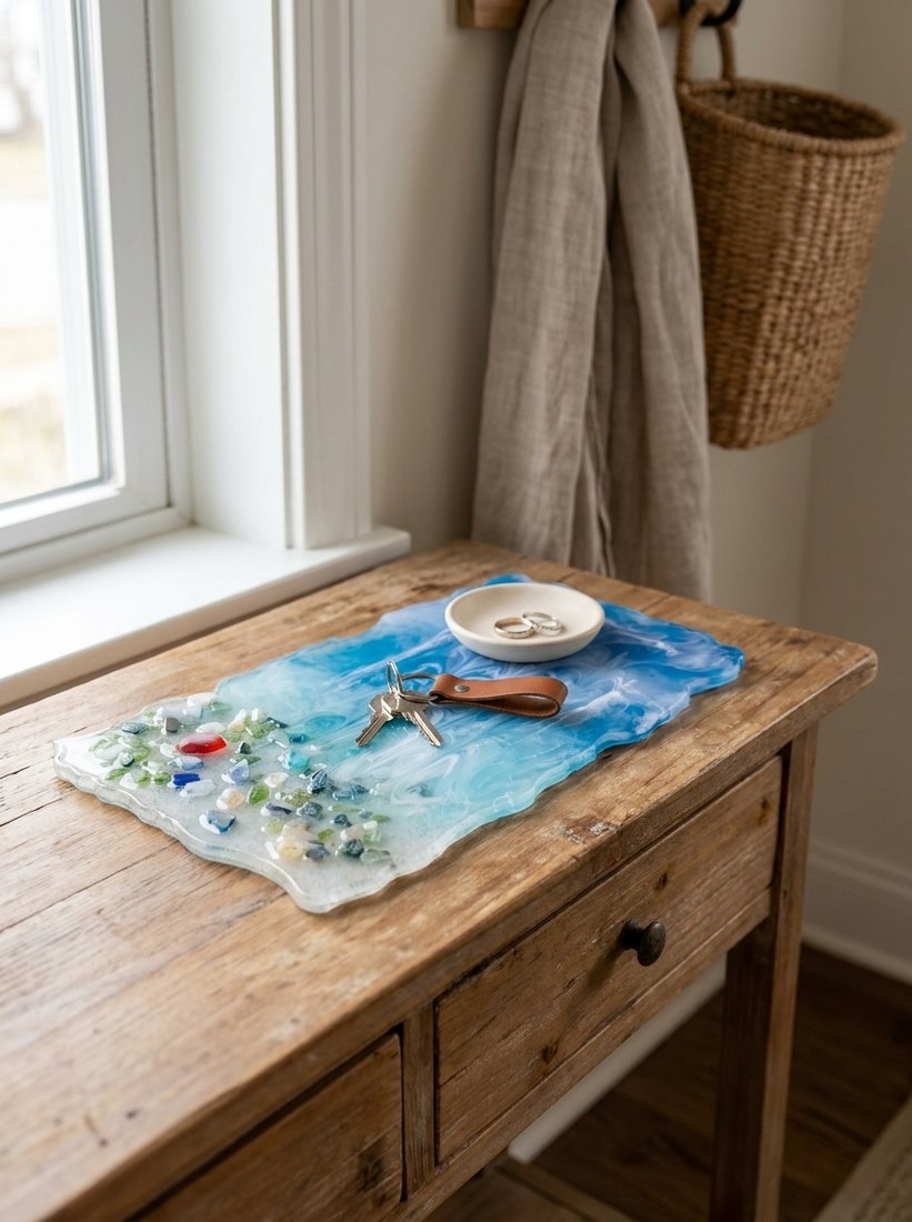 Ocean Breeze Resin Tray – Handmade Coastal Decor