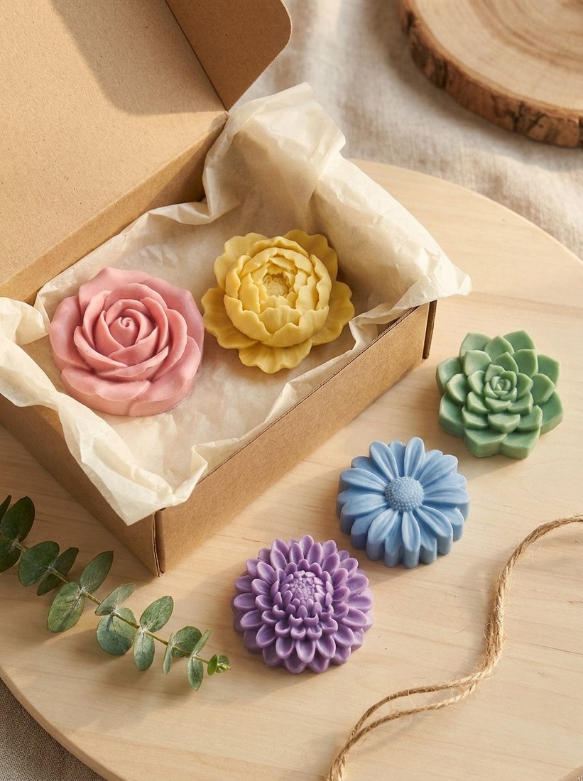 Succulent & Floral Soap Set – 5 Handmade Bars